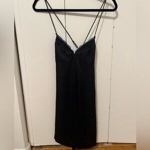Free People Black Chemise with Lace Details